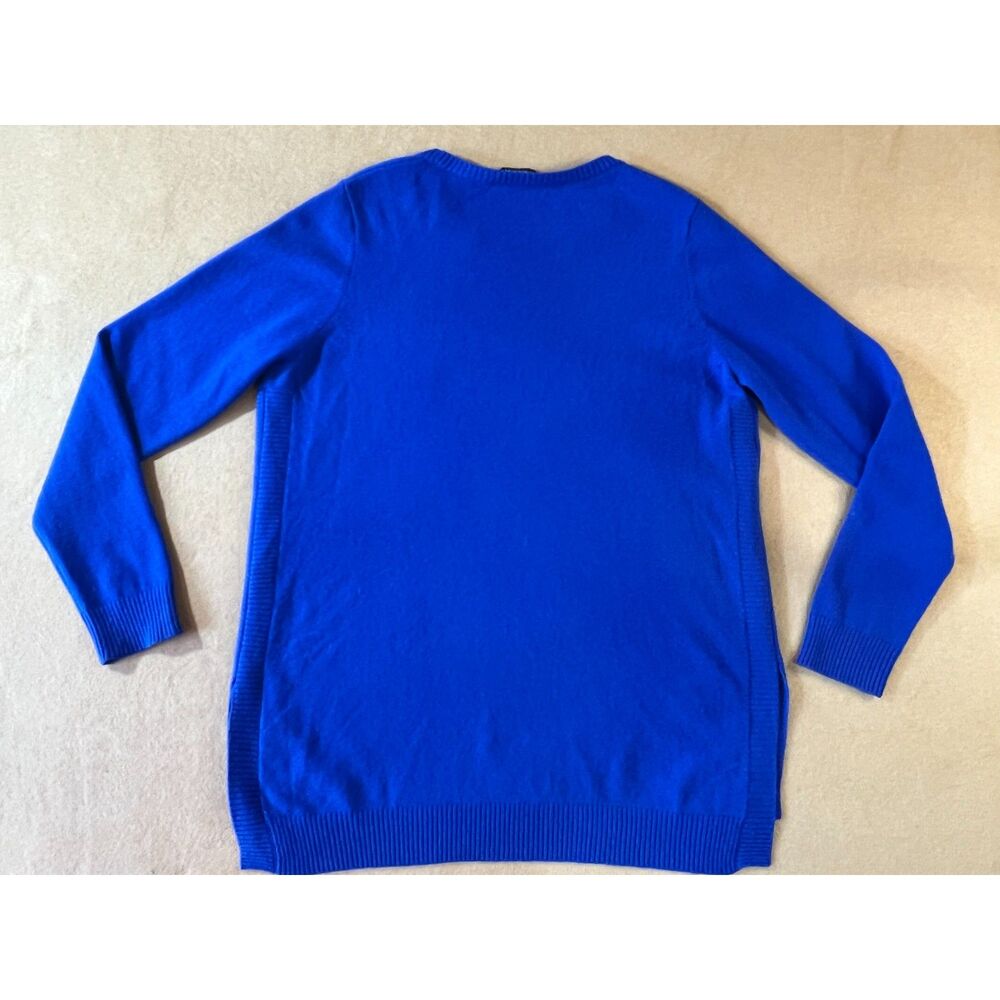 Misook 100% Cashmere Tunic Sweater Royal Blue Crew Neck Sz L Quiet Luxury Fall